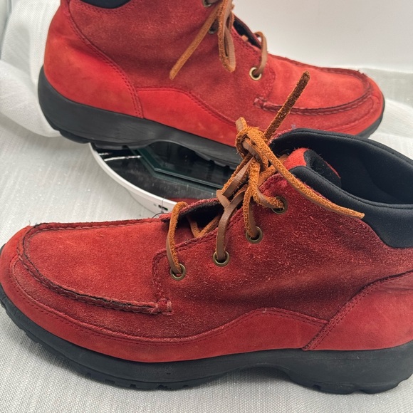 Lands End Ankle Boots Red Suede Ladies 93164 size 9 - Picture 3 of 8